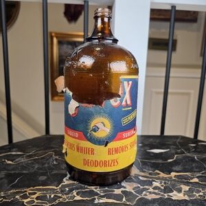 Vintage 1950s Javex Jug Amber Glass Bottle Canada Advertising Farmhouse